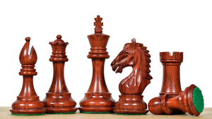 Derby Knight Staunton Weighted Chess Pieces in Bud Rosewood (Padauk) & Boxwood - 4.1" King