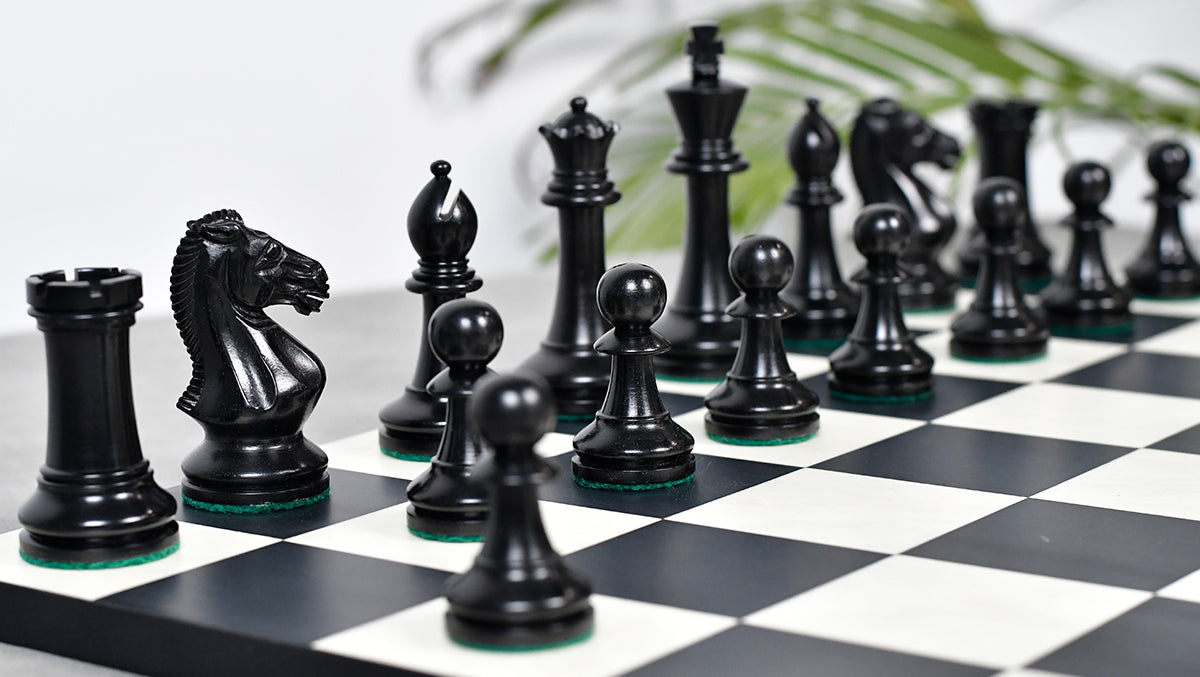 GM Blitz Edition Staunton Series Chess Pieces in Ebony Wood & Natural Boxwood - 3.75" King