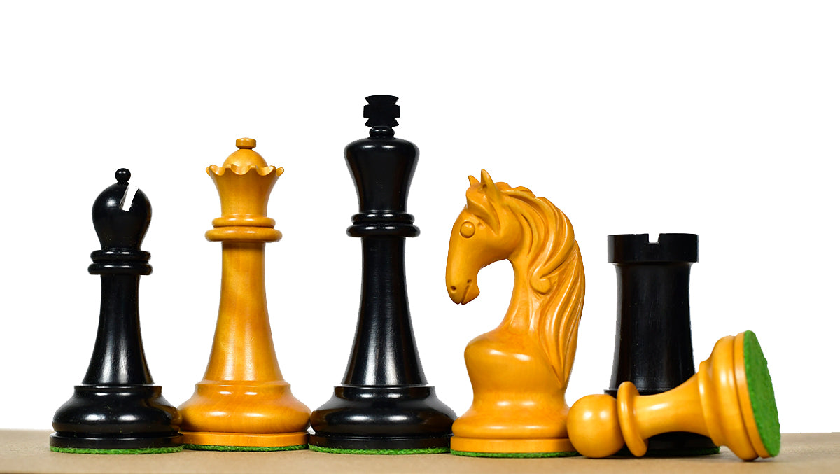 1963-66 Piatigorsky Cup Chess Pieces Ebony & Antiqued Boxwood 4.2"- King