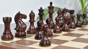 Fierce Knight (Queen's Gambit Series) Staunton Chess Pieces in Rosewood & Boxwood - 4.1" King