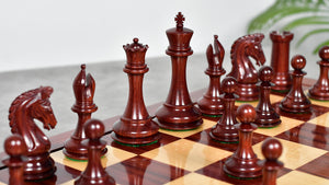 Combo Of 4.4 Inch Luxury Imperial Collector Series Artisan Chess Pieces Triple Weighted in Padauk Wood and Boxwood With Wooden Bud Rosewood / Maple Chess Board
