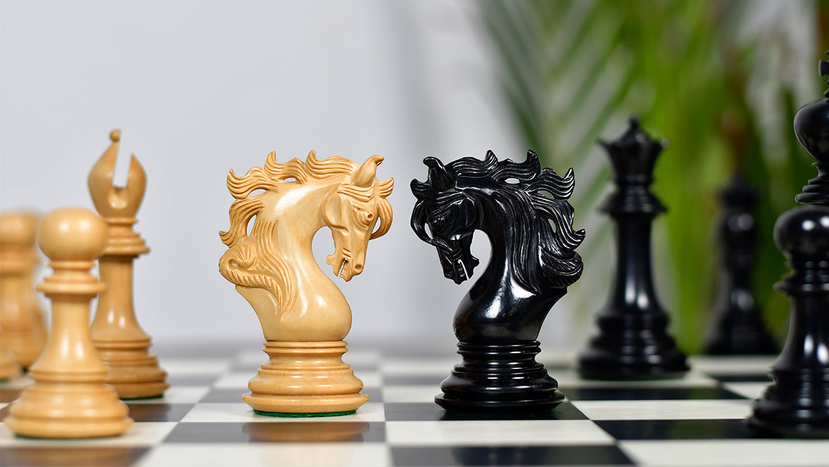 Viking Series Triple Weighted Staunton Luxury Chess Pieces – Handcrafted Ebony & Boxwood, 4.4” King