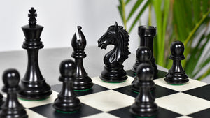 Derby Knight Staunton Pattern Weighted Chess Pieces  in Ebonized & Boxwood - 4.1" King