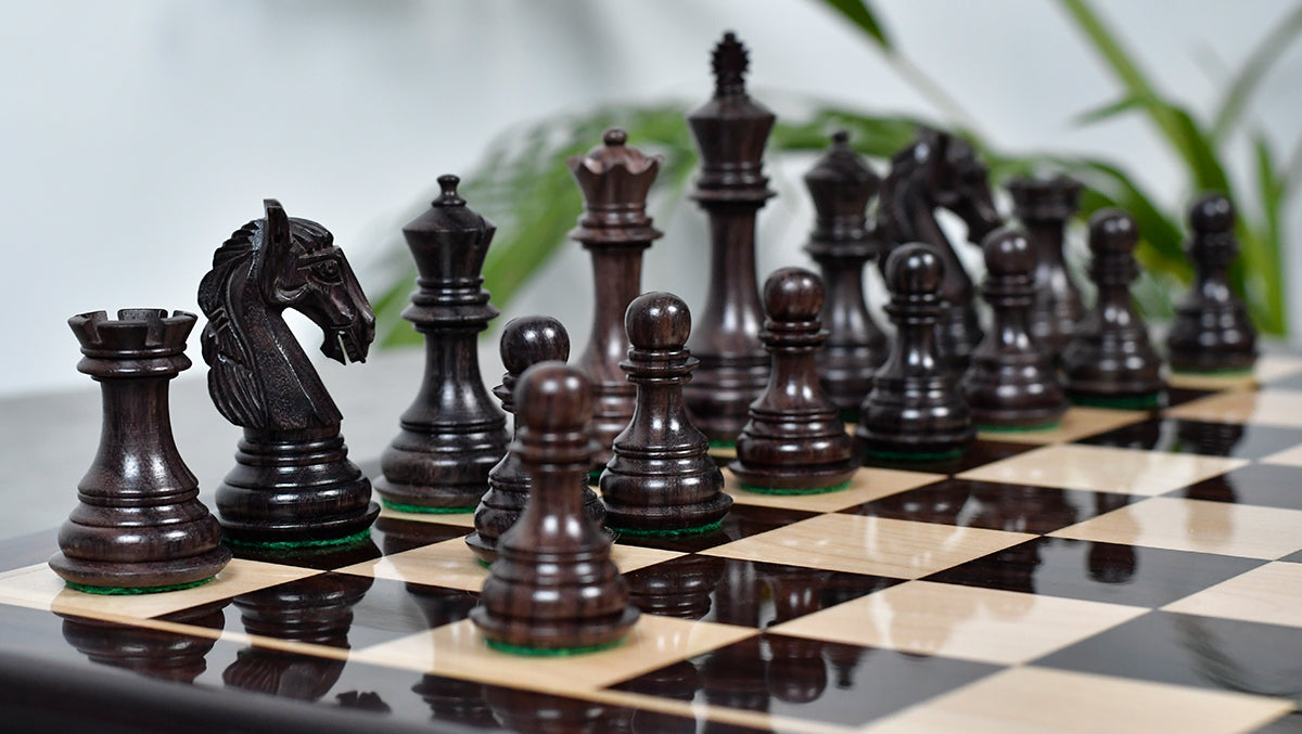 3.8'' New Columbian Staunton Series Chess Pieces in Rosewood & Boxwood - 1100 grams