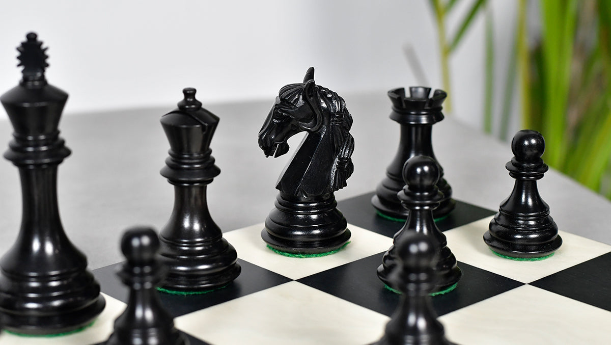 Columbian Staunton Series Chess Pieces in Ebony Wood & Box wood - 3.8" King