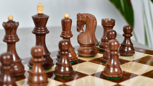 1959 World Chess Championship Old Russian Zagreb Chess Pieces - Sheesham Wood & Boxwood - 3.8" King