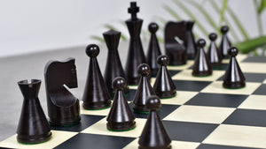 4.09" Classic Series Cone Shaped Chess Pieces in Ebonized Boxwood & Natural Boxwood - 940 Grams