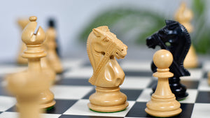 Noble Stallion Chess Set Bridle Edition in Ebony & Box Wood - 4.8" King