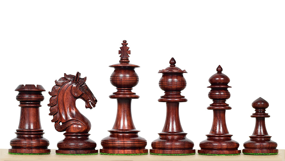 The Artisan Knight Handcrafted Luxury Wooden Chess Pieces In Bud Rosewood & Natural Boxwood - 4.4" King