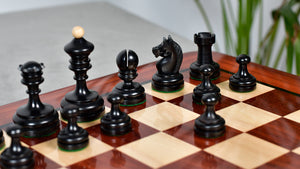 Vintage 1930 Knubbel Analysis Chess Pieces in Ebonized and Natural Boxwood - 3" King
