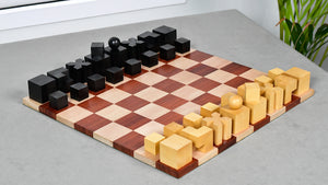 1924 Josef Hartwig Bauhaus Chess Pieces in Ebonized Boxwood & Natural Boxwood - 1.9" King