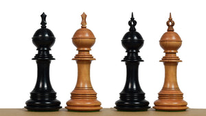 Sikh Empire Series Triple Weighted Wooden Handmade Chess Pieces in Genuine Ebony Wood and Antiqued Wood - 4.5" King