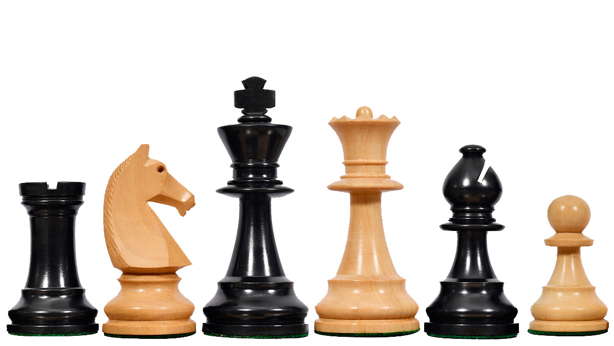 90s French Chavet Championship Tournament Chess Pieces V2.0 in Ebonized / Box Wood - 3.6" King