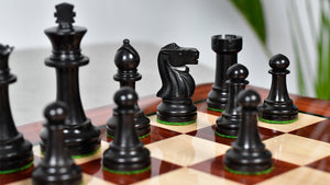 Canadian Staunton Series Chess Pieces in Ebonized Boxwood /Natural Boxwood - 3.3" King