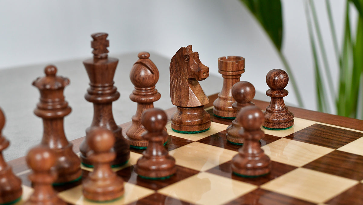 German Knight Tournament Series Staunton Chess Pieces in Sheesham & Box Wood - 3" King - Best Seller