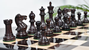 Pro Staunton Series Tournament Weighted Chess Pieces in Indian Rosewood and Boxwood - 3.8" King