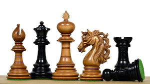American Adios Series Luxury Chess Pieces in Distressed Boxwood & Ebony Wood - 4.4" King