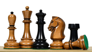 1950s' Fischer Dubrovnik Weighted Chess Pieces Set in Genuine Ebony Wood / Distressed Antique Wood - 4.25" King Size