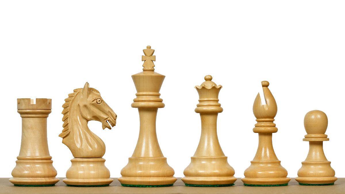 Derby Knight Staunton Weighted Chess Pieces in Sheesham & Boxwood - 4.1" King