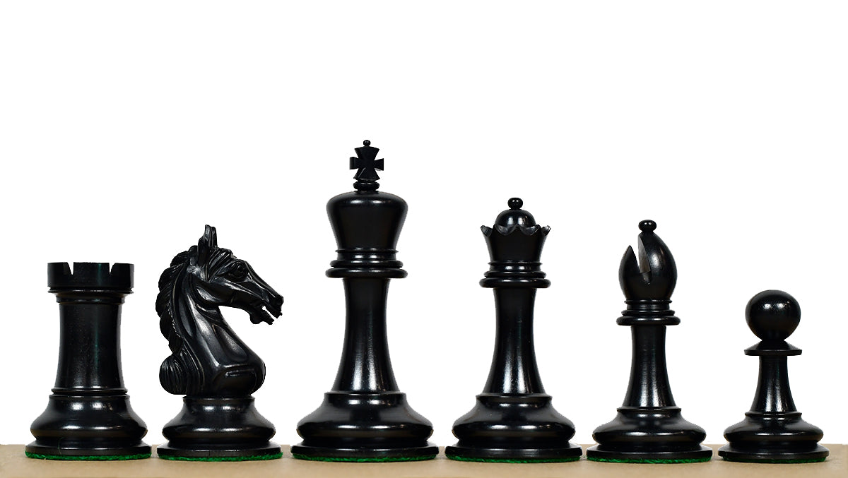 4.0'' The Ancient Indian Warrior Staunton Luxury Series Chess Pieces in Ebony / Antiqued Box Wood - 1660 Grams