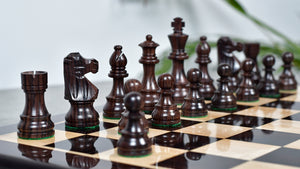 French Lardy Exclusive Tournament Size Weighted Wooden Chess Pieces in Indian Rosewood / Box wood - 3.75"