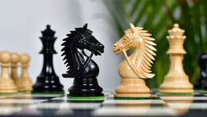 The Bridle Series Luxury Triple Weighted Chess Pieces in Ebony Wood / Boxwood - 4.2" King