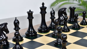 Combo Of 4.4 Inch Luxury Imperial Collector Series Artisan Chess Pieces Triple Weighted in Ebony and Boxwood With Wooden Black Dyed Poplar Sycamore Chess Board