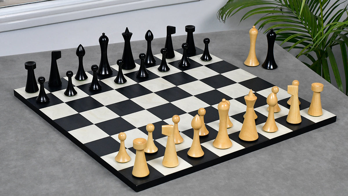 3.75'' Herman Ohme Minimalist Chess Set – Weighted Ebonized Boxwood – Pieces Only