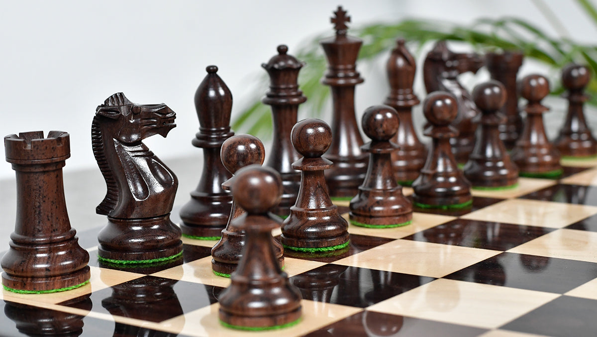 4.0'' Prestige Staunton Series Weighted Chess Pieces in Anjan Wood & Box Wood - 1560 Grams