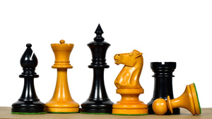 IMPROVED Repro 1904 Cambridge Springs International Tournament Chess Pieces in Ebonized & Antiqued Boxwood - 4" King