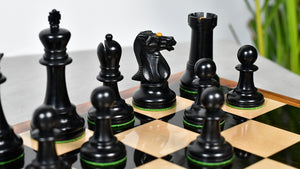 Reproduced Richard Whitty Antique Chess Pieces with King Side Stamping in Ebony / Antiqued Box wood - 3.75" King