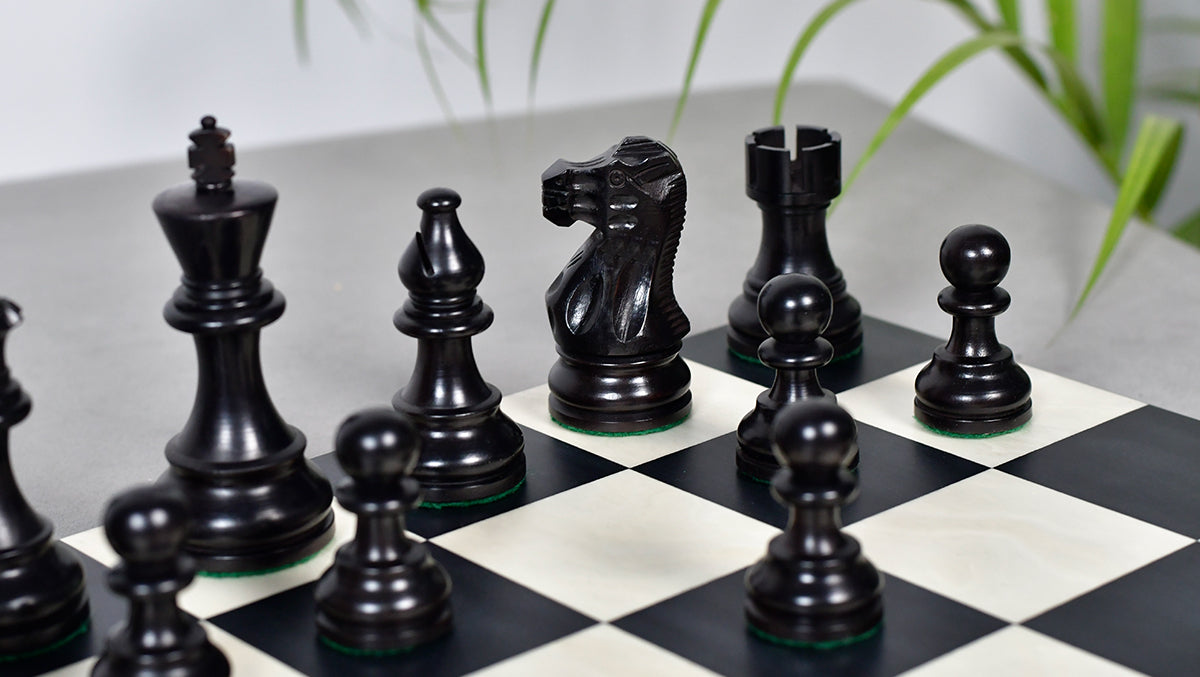 Smokey Staunton Series Chess Pieces in Ebonized boxwood & Natural Boxwood- 3.8" King