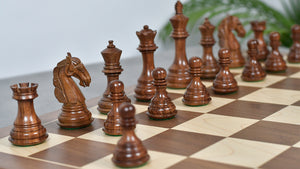 3.8" New Columbian Staunton Series Chess Pieces in Sheesham Wood & Boxwood - 1100 grams