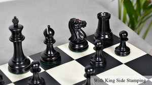 1849 Original Staunton Pattern Wooden Heavy Chess Pieces in Ebony / Boxwood with King Side Stamping - 3.75" King