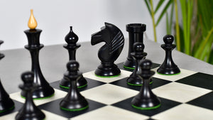 1950s' Soviet (Russian) Latvian (Queen's Gambit Series) Chess Pieces in Ebonized Boxwood & Natural Boxwood - 4.1" King