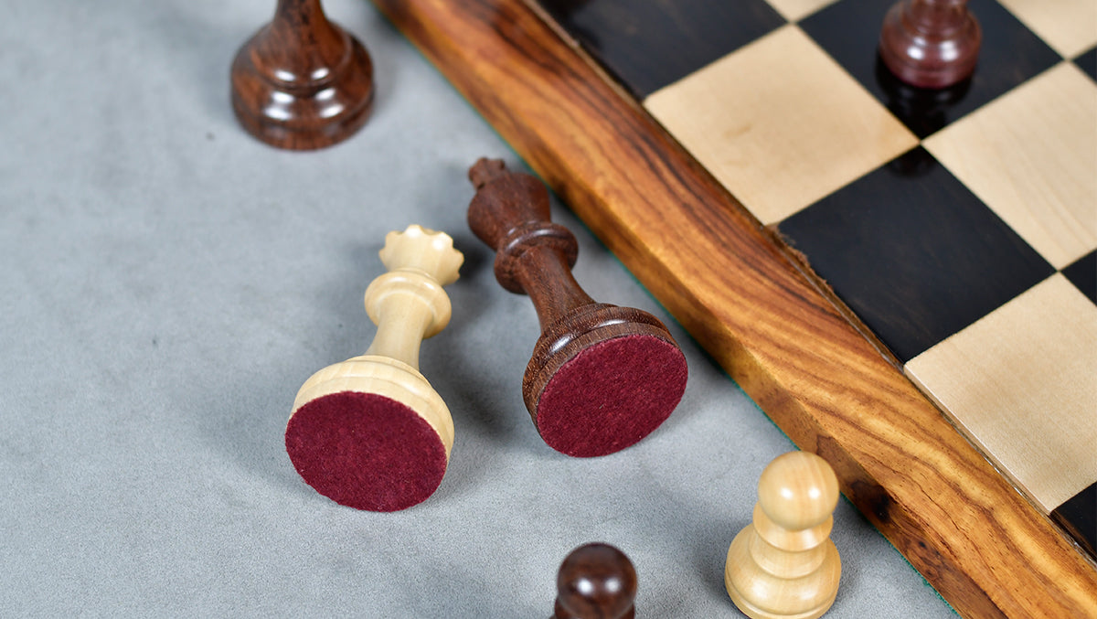 The Judit Polgar Repro Staunton Weighted Tournament Chess Pieces in Anjan Wood & Boxwood 3 ¾ Inch King - 1000 Grams