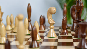 1958 ANRI Space Age Chess Pieces by Arthur Elliott in Sheesham & Box Wood - 4.25" King