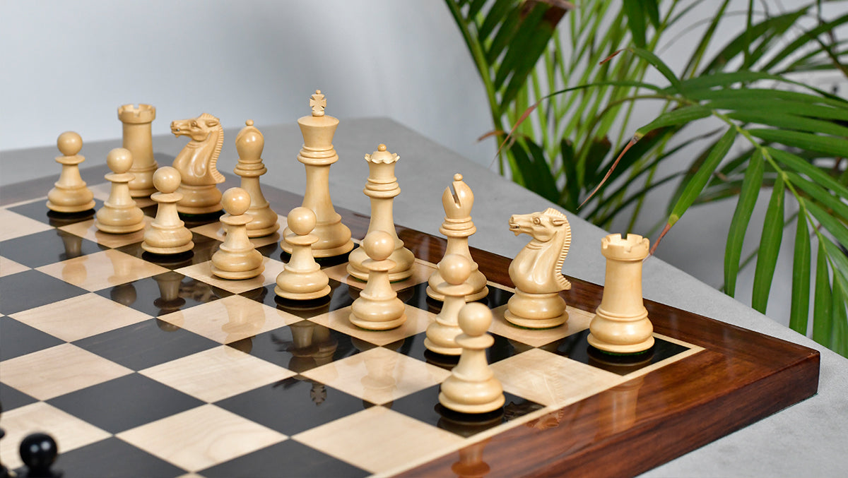 Modern Staunton Series Chess Pieces for Chess Players - Ebony & Box Wood - 3.75" King