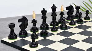 3.9" Hungarian Chess Pieces in Ebonized Boxwood & Natural Boxwood - 1300 Grams