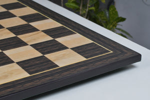 21" Wooden Chess Board in Tiger Ebony & Maple Look with Epoxy Matte Finish – 55mm Squares