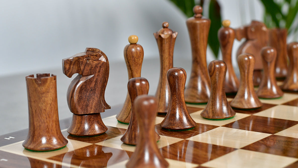 Minimalist Soviet-Style Chess Pieces In Sheesham & Boxwood - 3.7” King