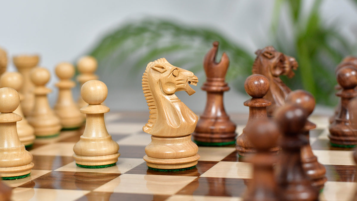 3.0'' Laughing Knight Staunton Chess Set- Chess Pieces Only - Weighted Sheesham Wood