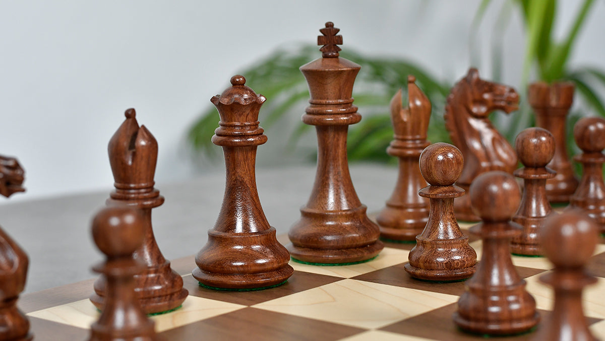 Fierce Knight (Queen's Gambit Series) Staunton Wooden Chess Pieces in Sheesham & Box Wood - 4.0" King