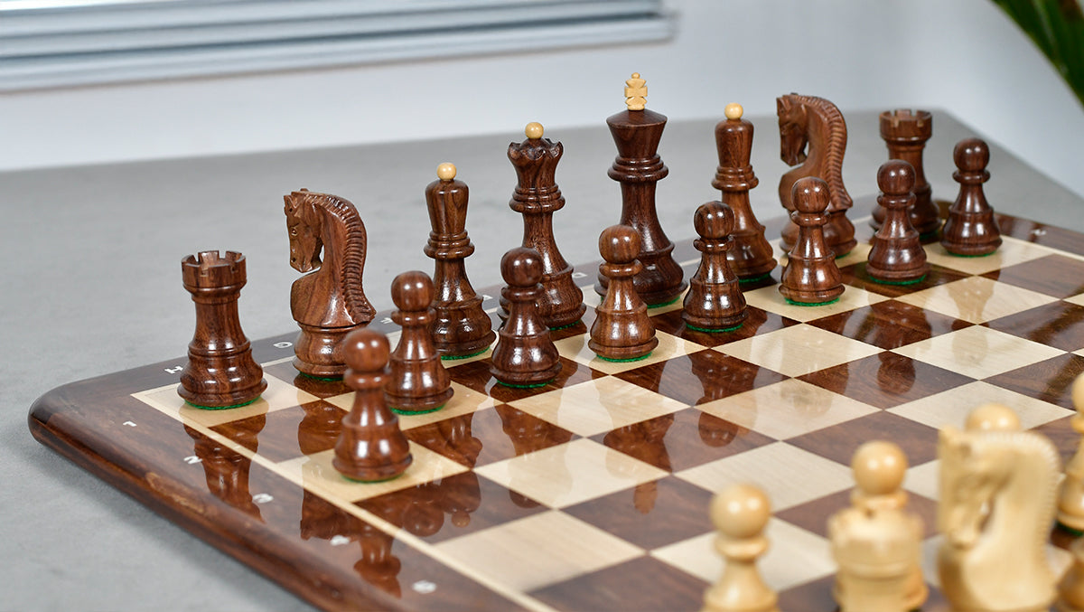 1959 World Chess Championship Old Russian Zagreb Chess Pieces - Sheesham Wood & Boxwood - 3.8" King