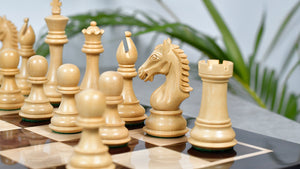Derby Knight Staunton Weighted Chess Pieces in Rosewood & Boxwood - 4.1" King