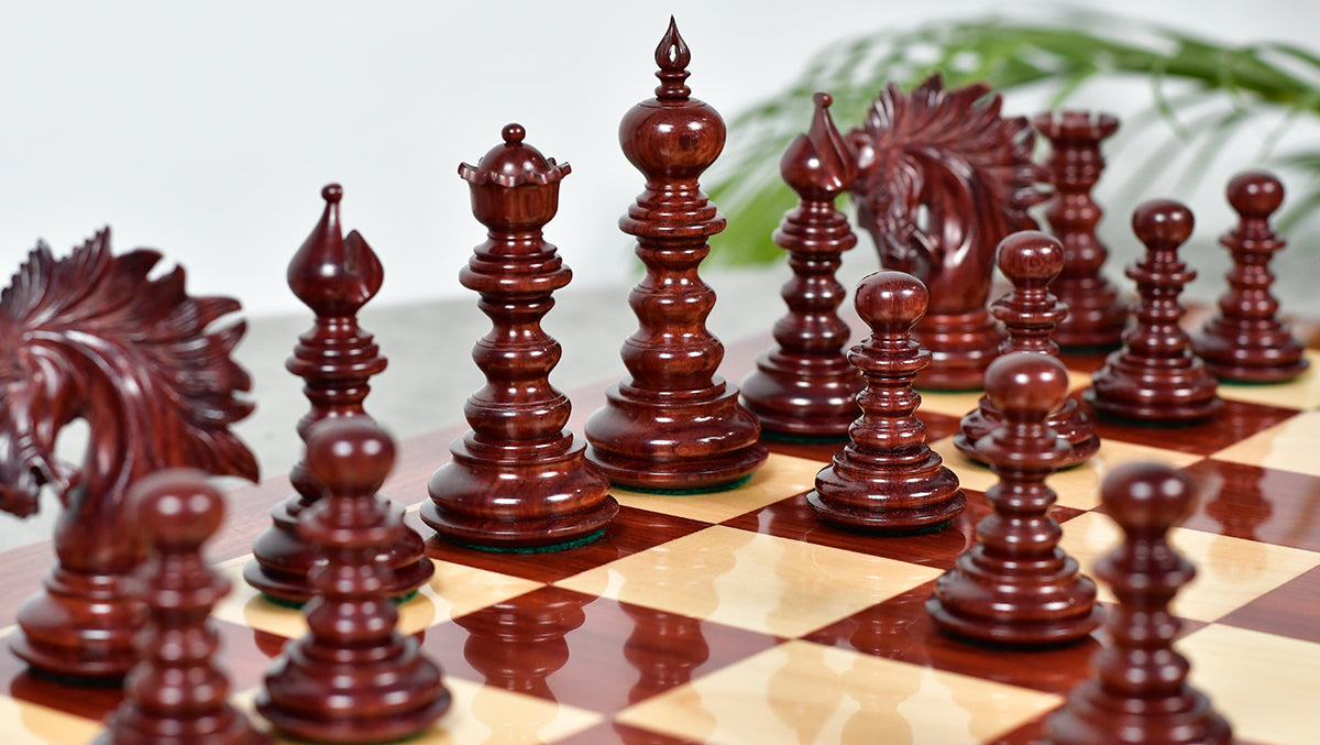 St. Petersburg Luxury Artisan Series Chess Pieces in Bud Rosewood / Boxwood - 4.3" King