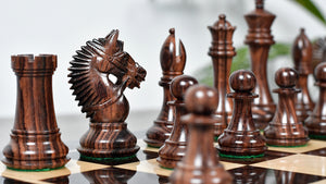 American Bridle Triple-Weighted Chess Pieces with Extra Queen - Handcrafted in Rosewood & Boxwood 4.2" King