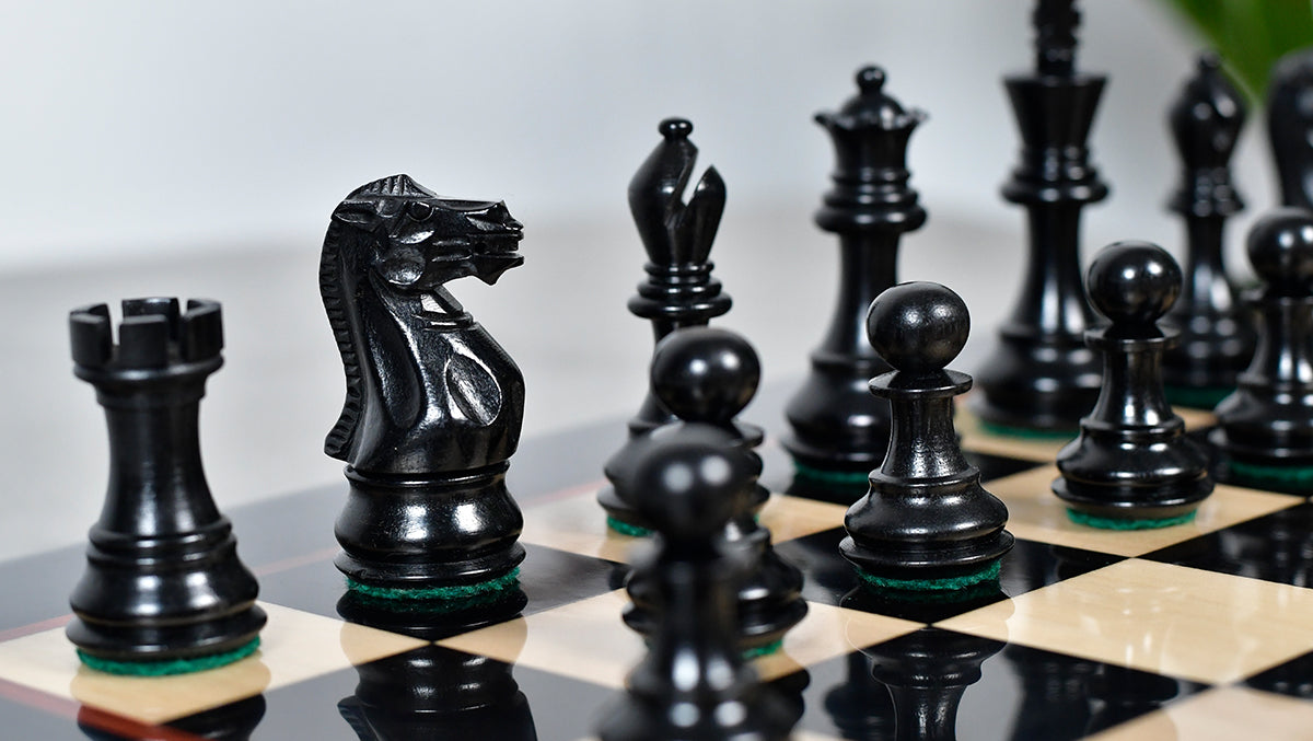 Classic 101 Staunton Series Club Sized Wooden Chess Pieces In Ebony Wood & Box Wood - 3.0" King