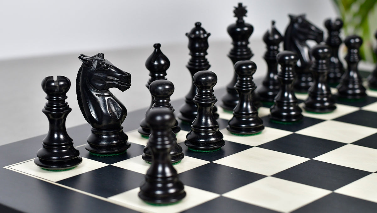 Meghdoot Staunton Series Wooden Chess Pieces in Ebony & Box Wood - 3.2" King