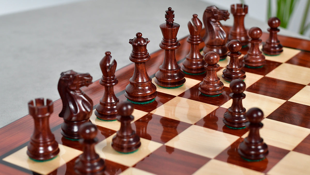 Classic 101 Staunton Series Club Size Weighted Chess Pieces in Bud Rosewood & BoxWood - 3.0" King